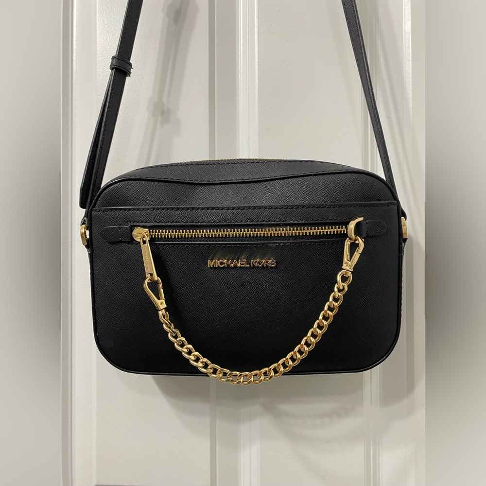 Michael Kors Black Crossbody Bag with Gold Chain